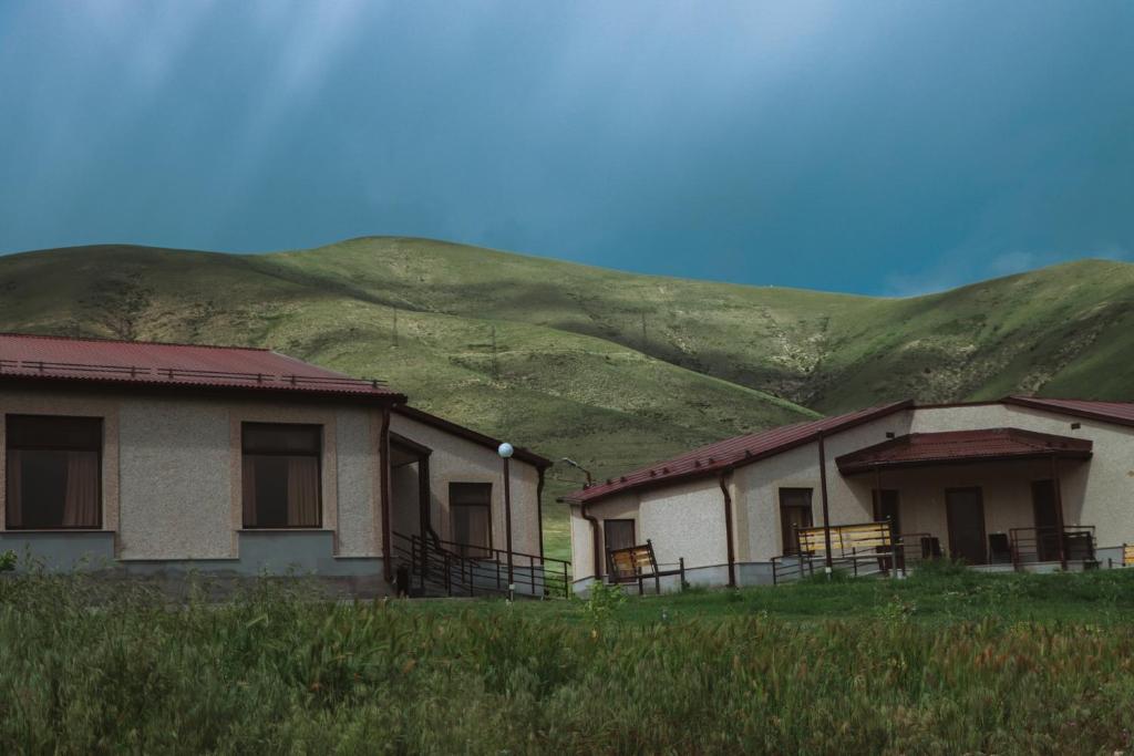 Resort cottages surrounded by mountains