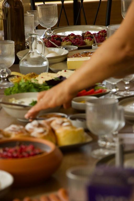 Breakfast spread on the dining table