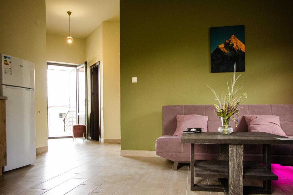 Suite living area and hallway